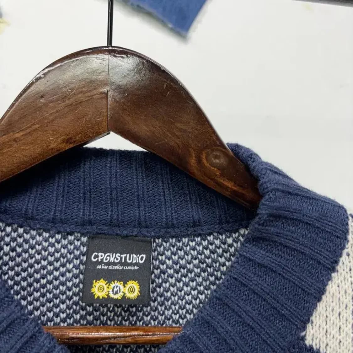 (빅사이즈) 꼼파뇨 스트릿 캐주얼 배색 투웨이 니트 집업 자켓 상품이미지2