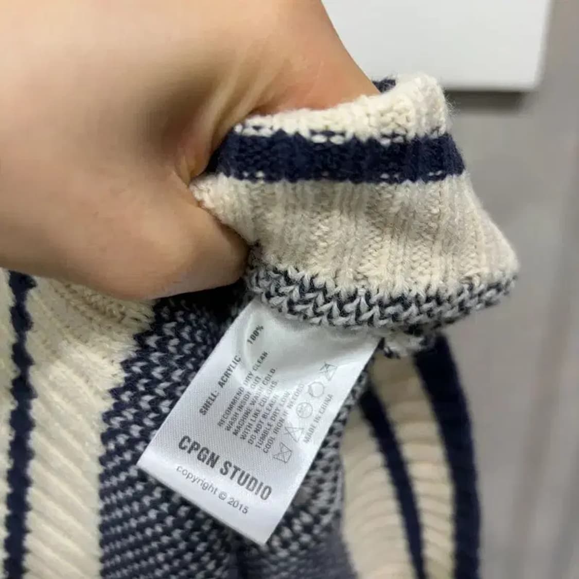 (빅사이즈) 꼼파뇨 스트릿 캐주얼 배색 투웨이 니트 집업 자켓 상품이미지5