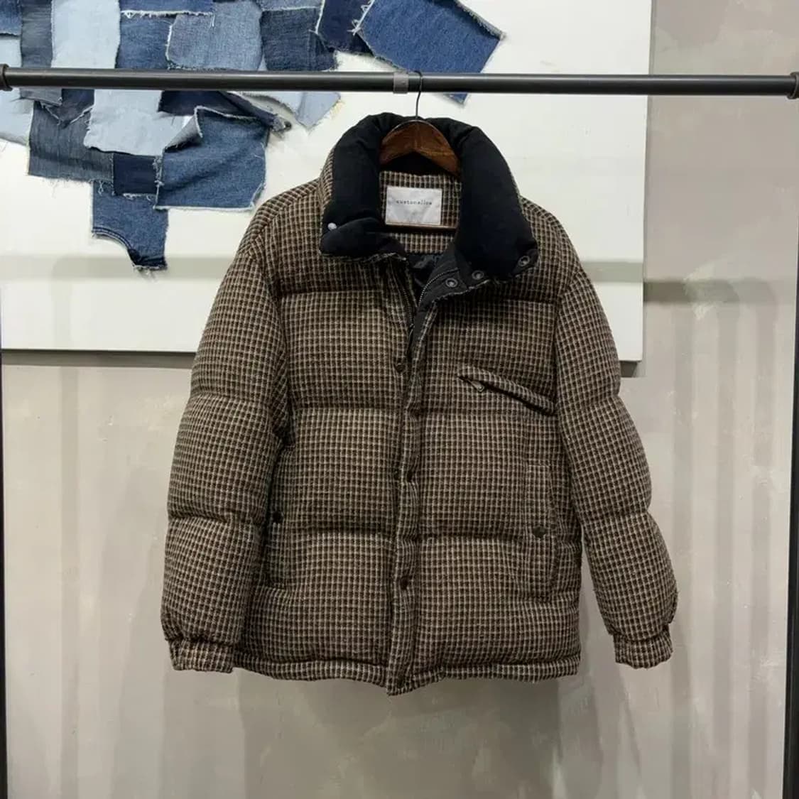 (95) 커스텀멜로우 캐주얼 울 체크 구스다운 거위털 패딩 상품이미지1