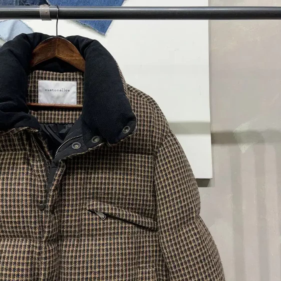 (95) 커스텀멜로우 캐주얼 울 체크 구스다운 거위털 패딩 상품이미지3