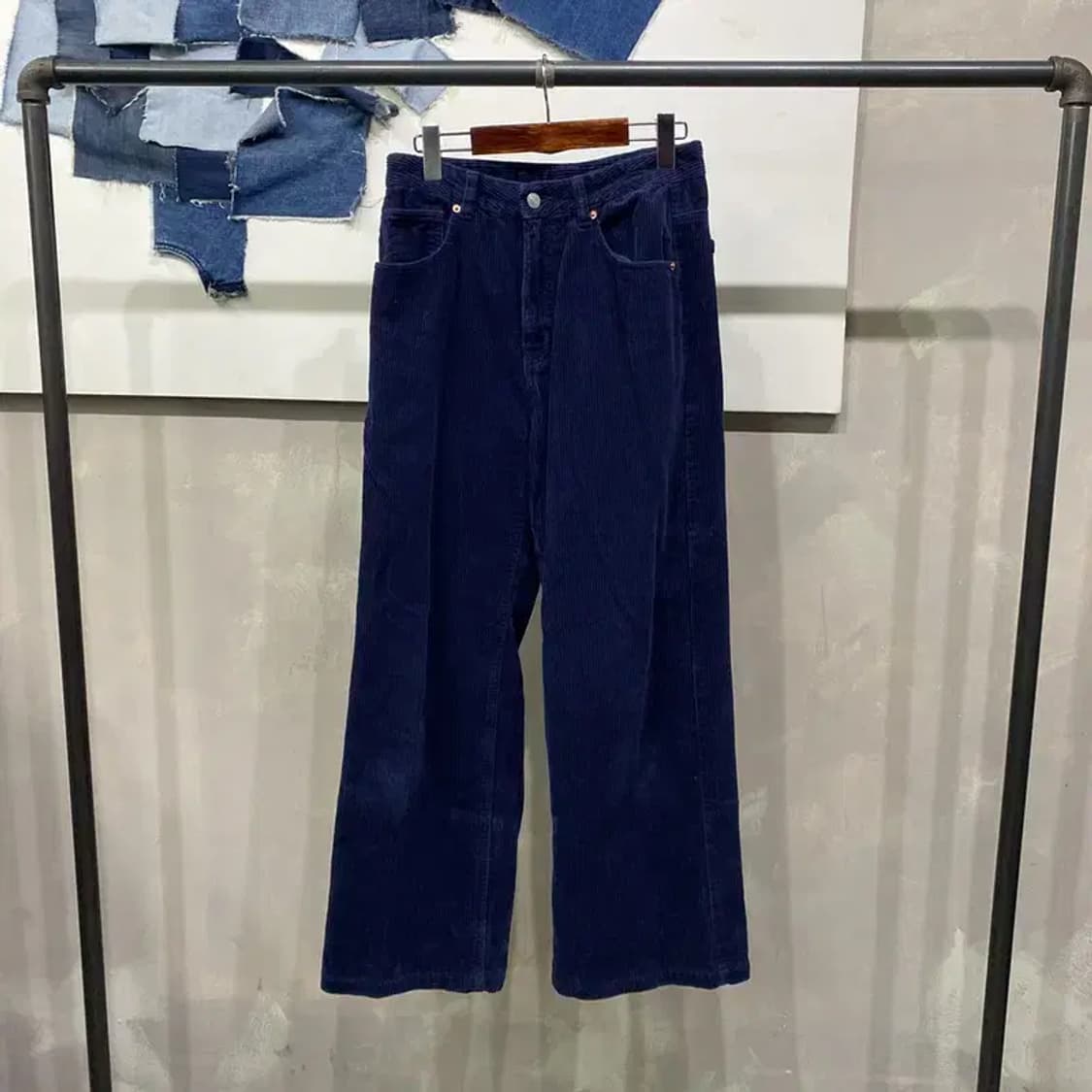 (26인치) 에잇세컨즈 여성 캐주얼 네이비 코듀로이 골덴 팬츠 바지 상품이미지1