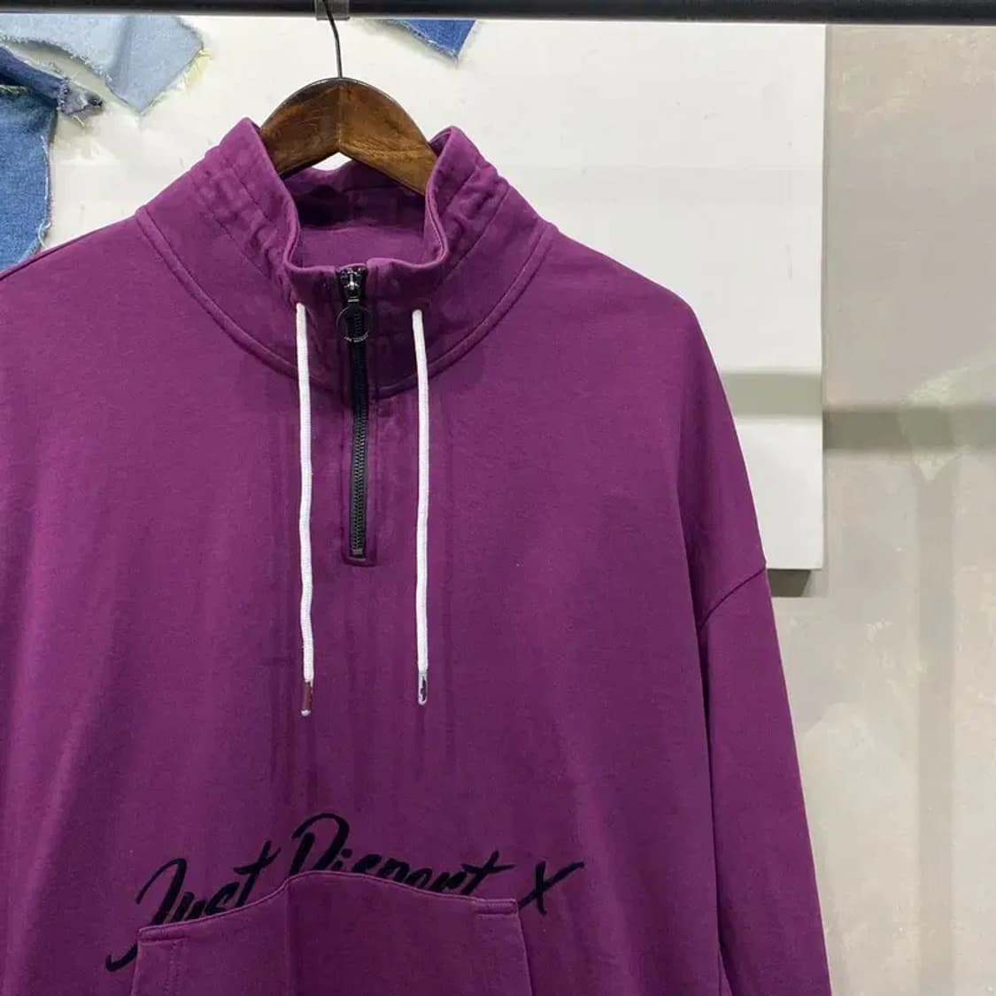 (100) JDX 골프 캐주얼 프린팅 퍼플 반집업 후드티 상품이미지3