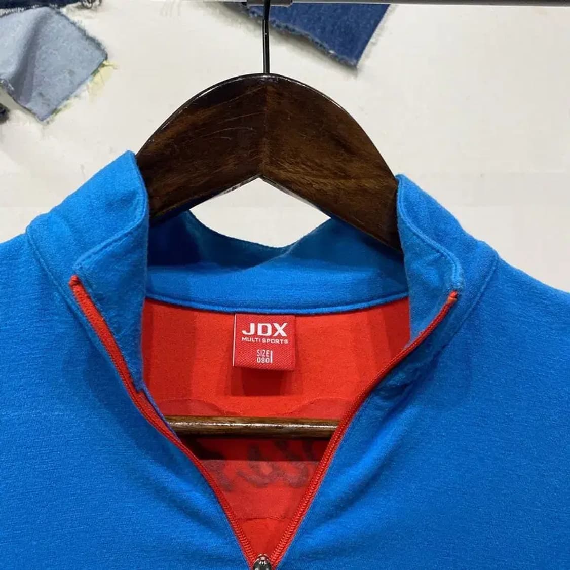 (90) JDX 여성 골프 스포츠 스트라이프 배색 반집업 긴팔 티 상품이미지2