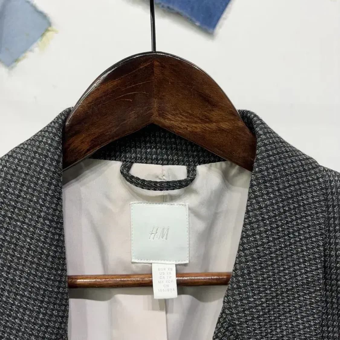 (80) H.M 흐앤므 여성 체크 비스코스 더블 블레이저 자켓 상품이미지2