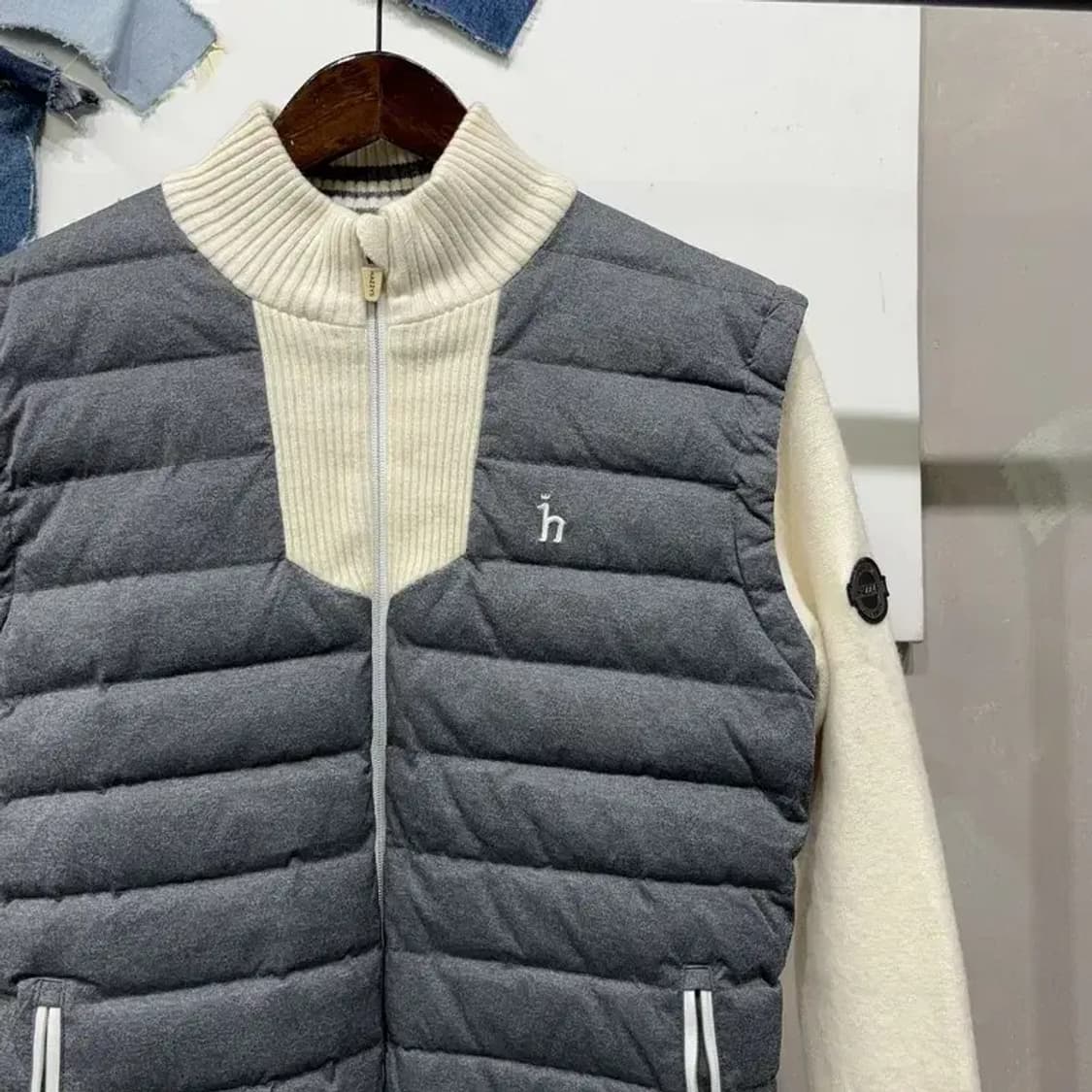 (100) 헤지스 골프 여성 방풍 울 니트 다운 패딩 자켓 상품이미지3