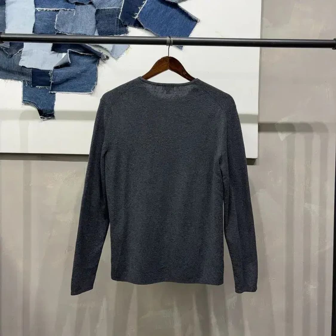 (95) 유니클로 캐주얼 그레이 울 라운드 긴팔 티 상품이미지4