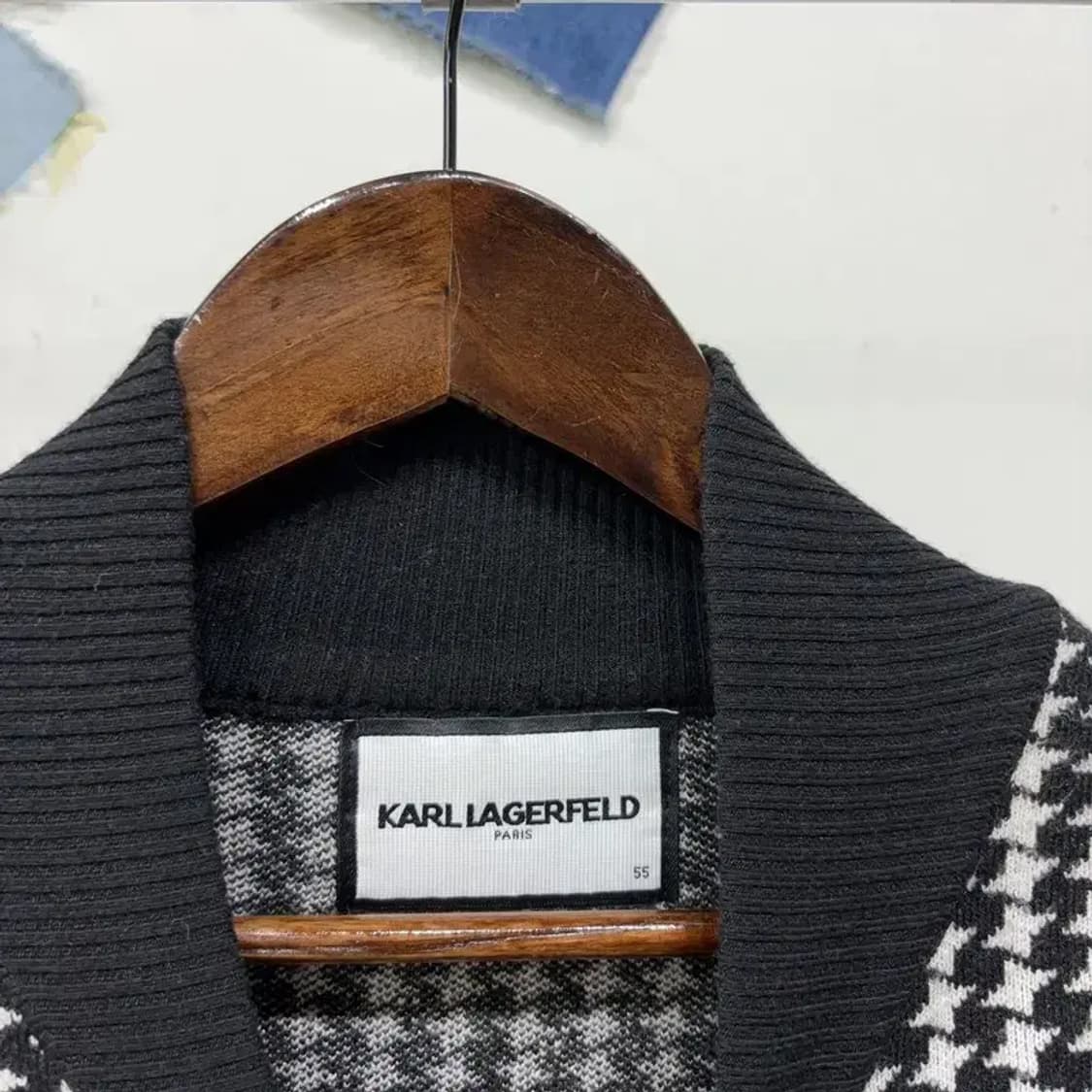 (55) 칼라거펠트 여성 캐주얼 하운드투스 니트 자켓 상품이미지2