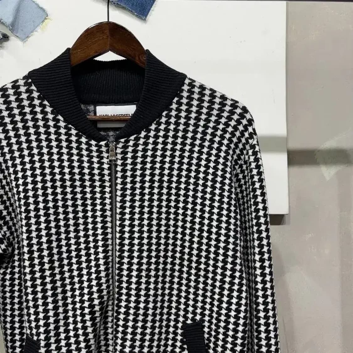(55) 칼라거펠트 여성 캐주얼 하운드투스 니트 자켓 상품이미지3