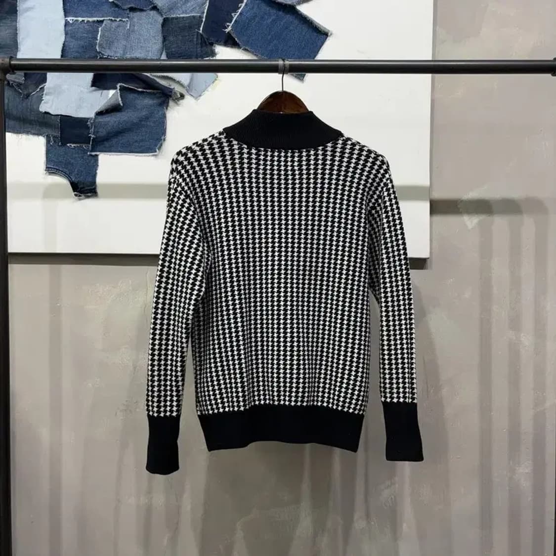 (55) 칼라거펠트 여성 캐주얼 하운드투스 니트 자켓 상품이미지4