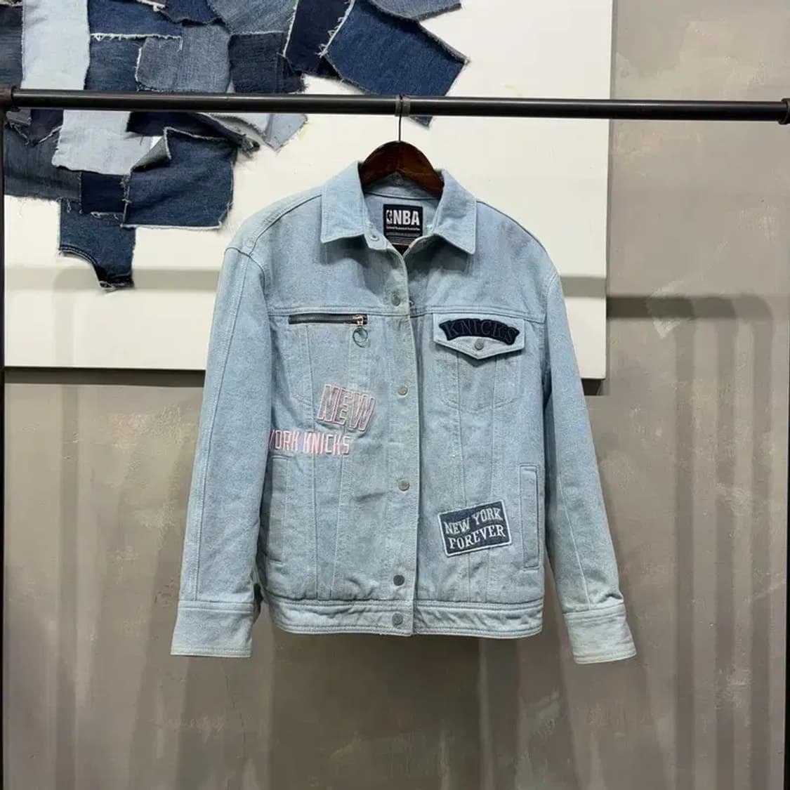 (F) NBA 여성 뉴욕닉스 기모 데님 트러커 청자켓 상품이미지1