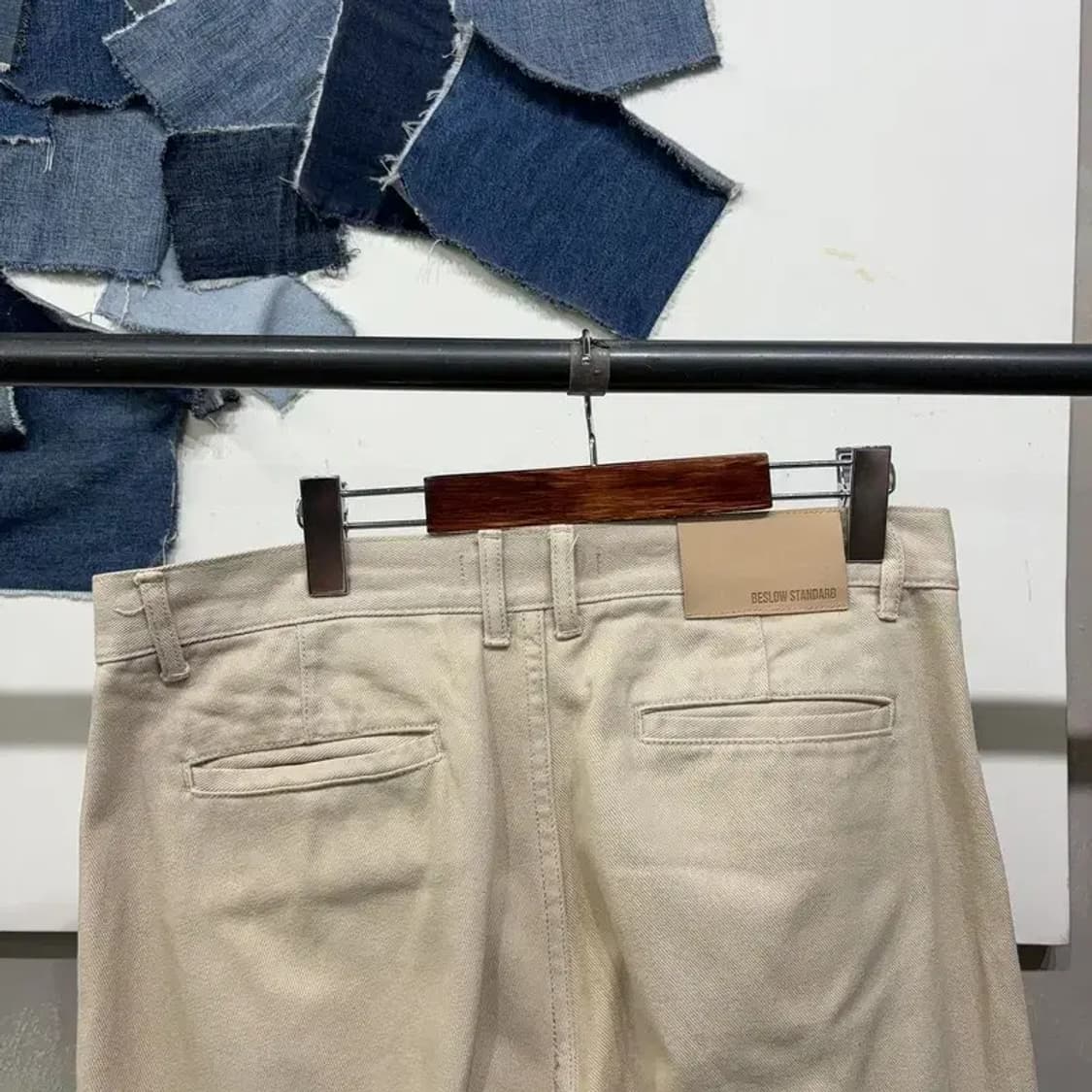 (34인치) 비슬로우 캐주얼 턱 크림진 청바지 상품이미지4