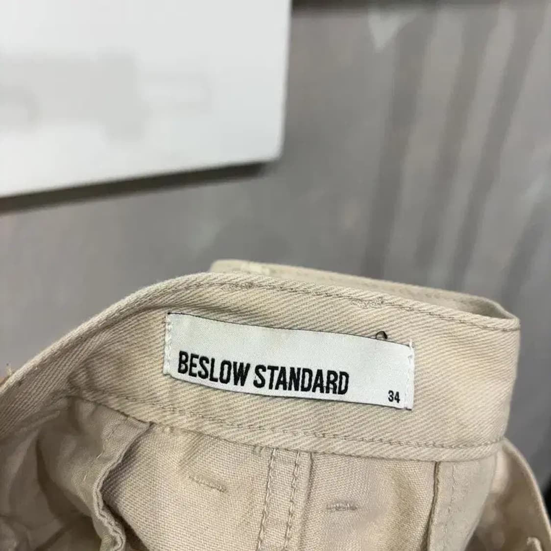 (34인치) 비슬로우 캐주얼 턱 크림진 청바지 상품이미지5