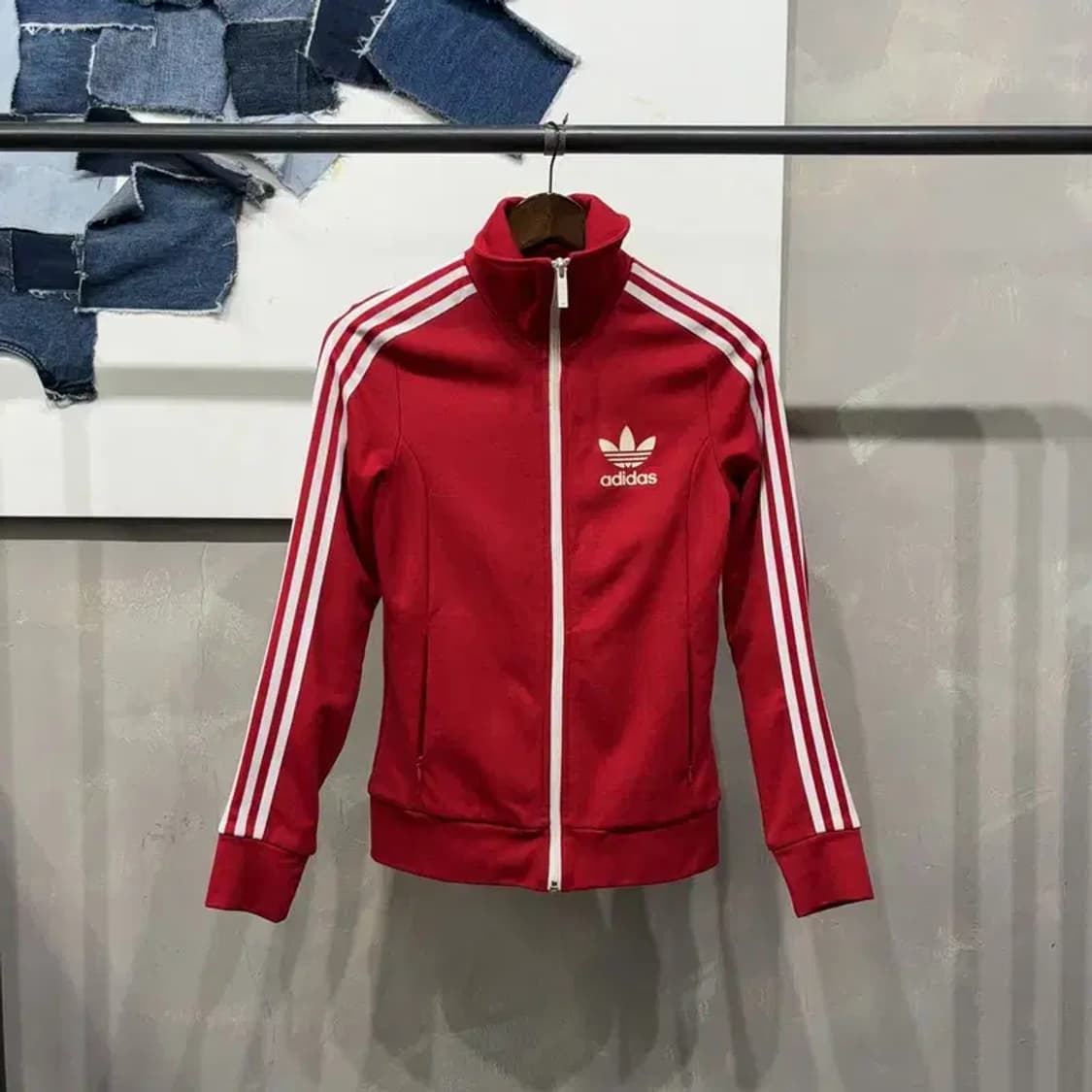 (90) 아디다스 여성 올드스쿨 유로파 흰빨 저지 집업 트랙탑 상품이미지1