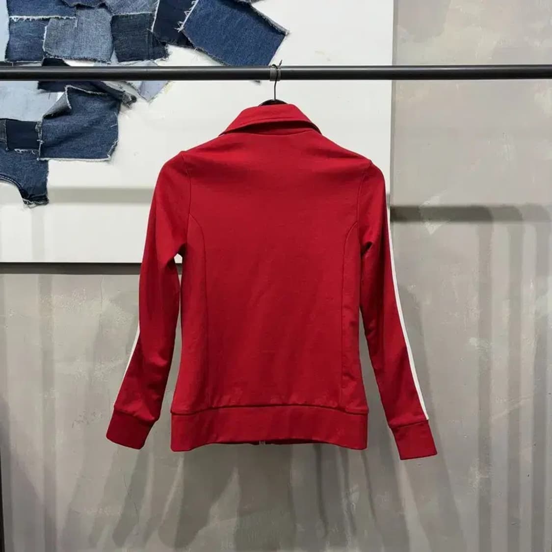 (90) 아디다스 여성 올드스쿨 유로파 흰빨 저지 집업 트랙탑 상품이미지4