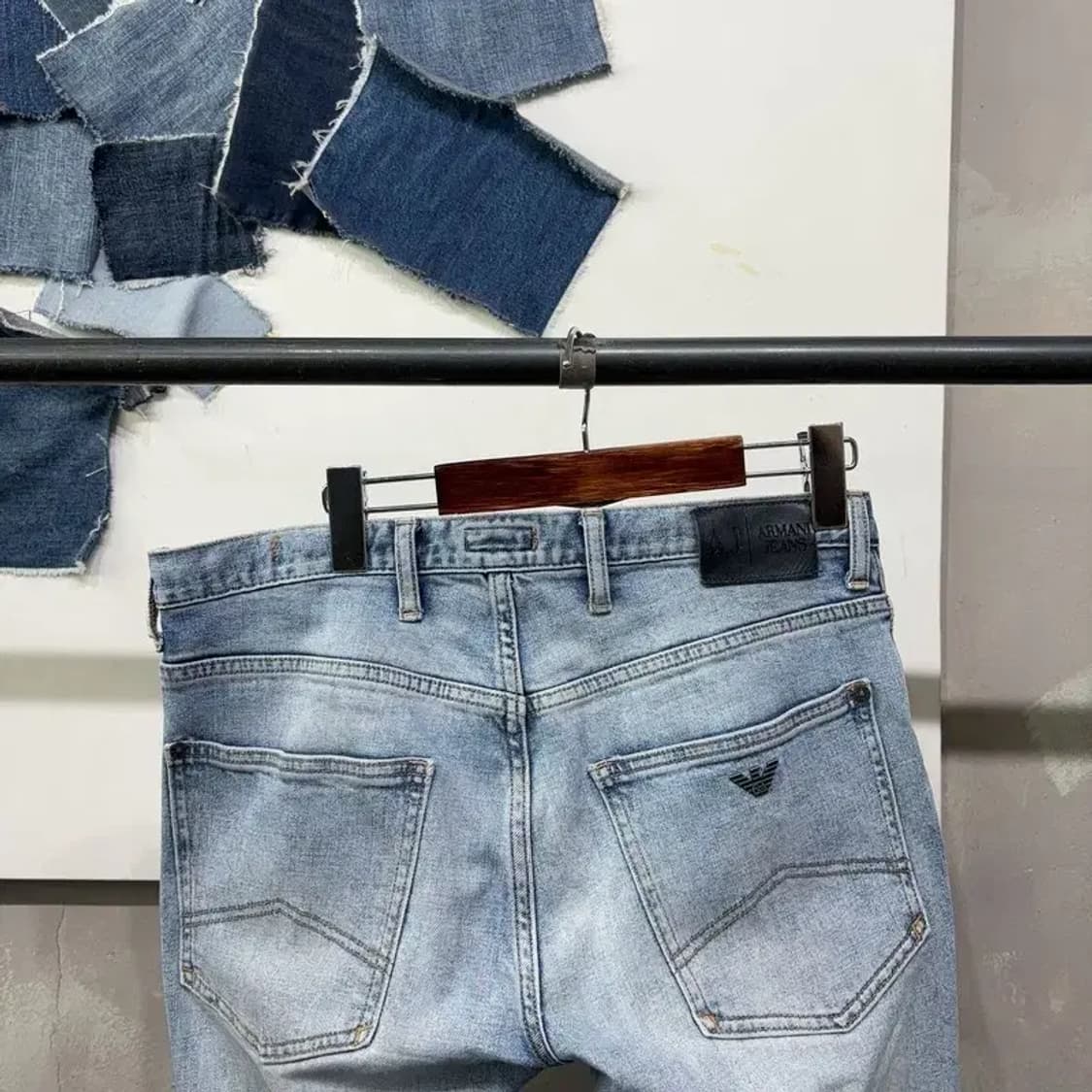 (30인치) 아르마니진스 명품 캐주얼 워싱 연청바지 데님팬츠 상품이미지4