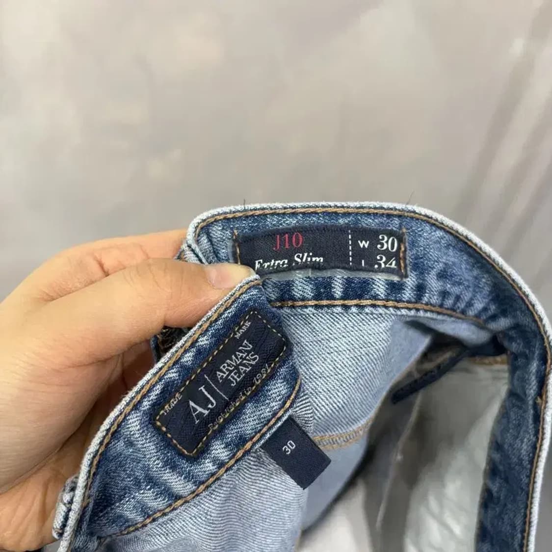 (30인치) 아르마니진스 명품 캐주얼 워싱 연청바지 데님팬츠 상품이미지5