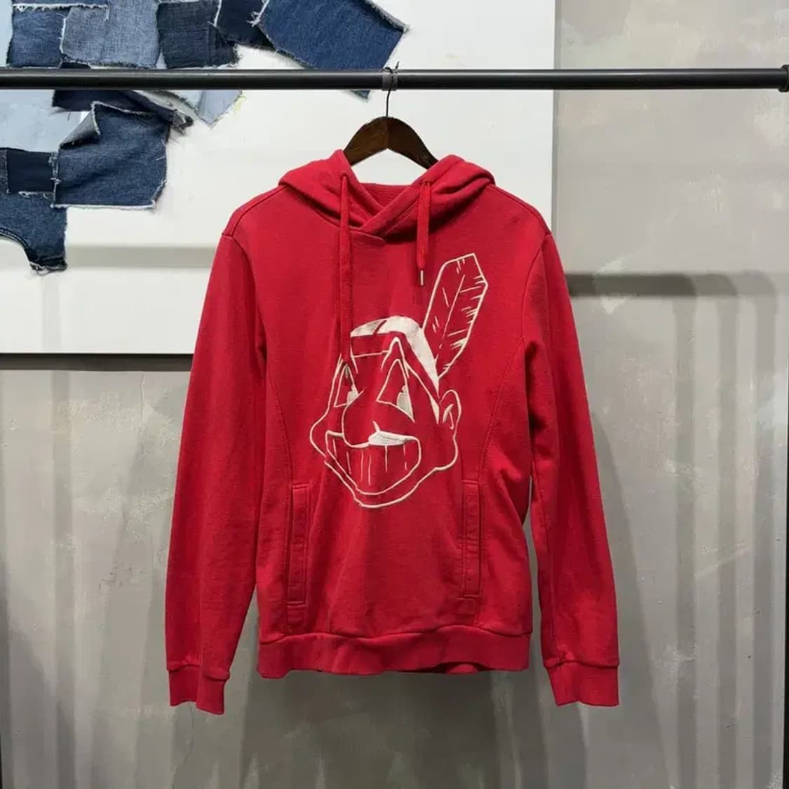 (100) MLB 클리블랜드 인디언스 캐주얼 자수 기모 후드티 상품이미지1