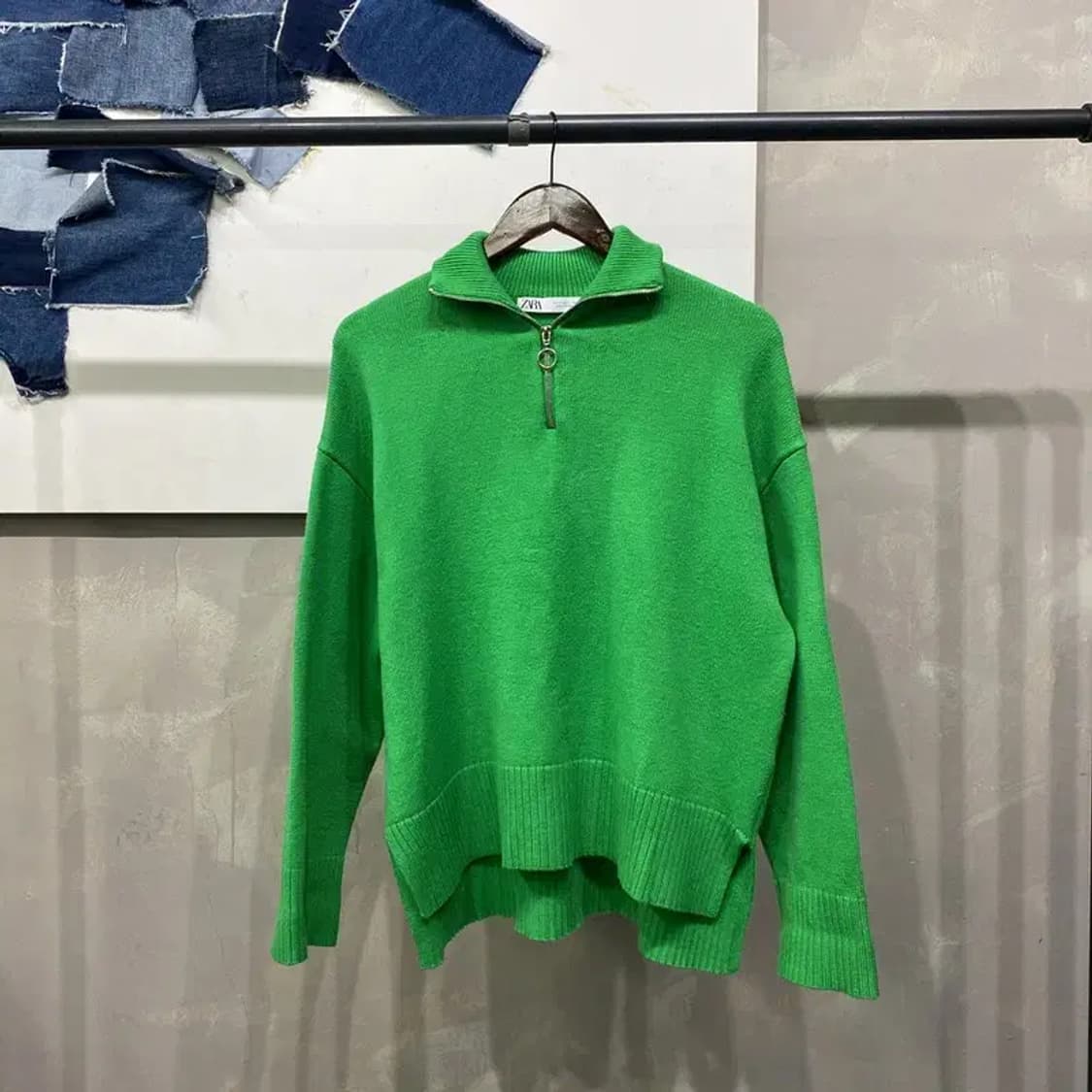 (95) 자라 ZARA 캐주얼 비스코스 반집업 니트 상품이미지1
