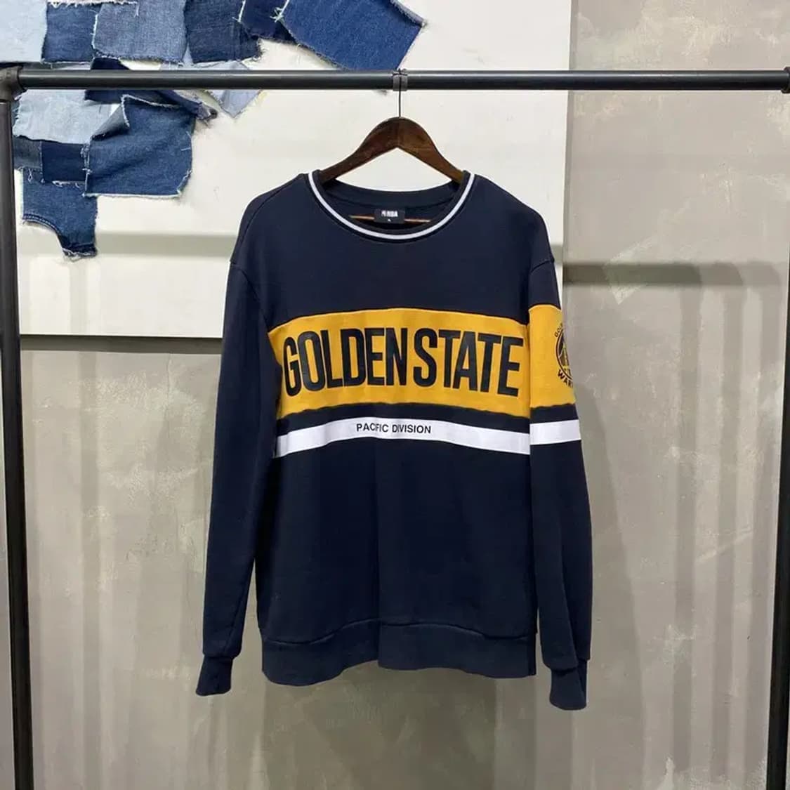 (105) NBA 골든스테이트워리어스 캐주얼 기모 맨투맨 긴팔 티 상품이미지1