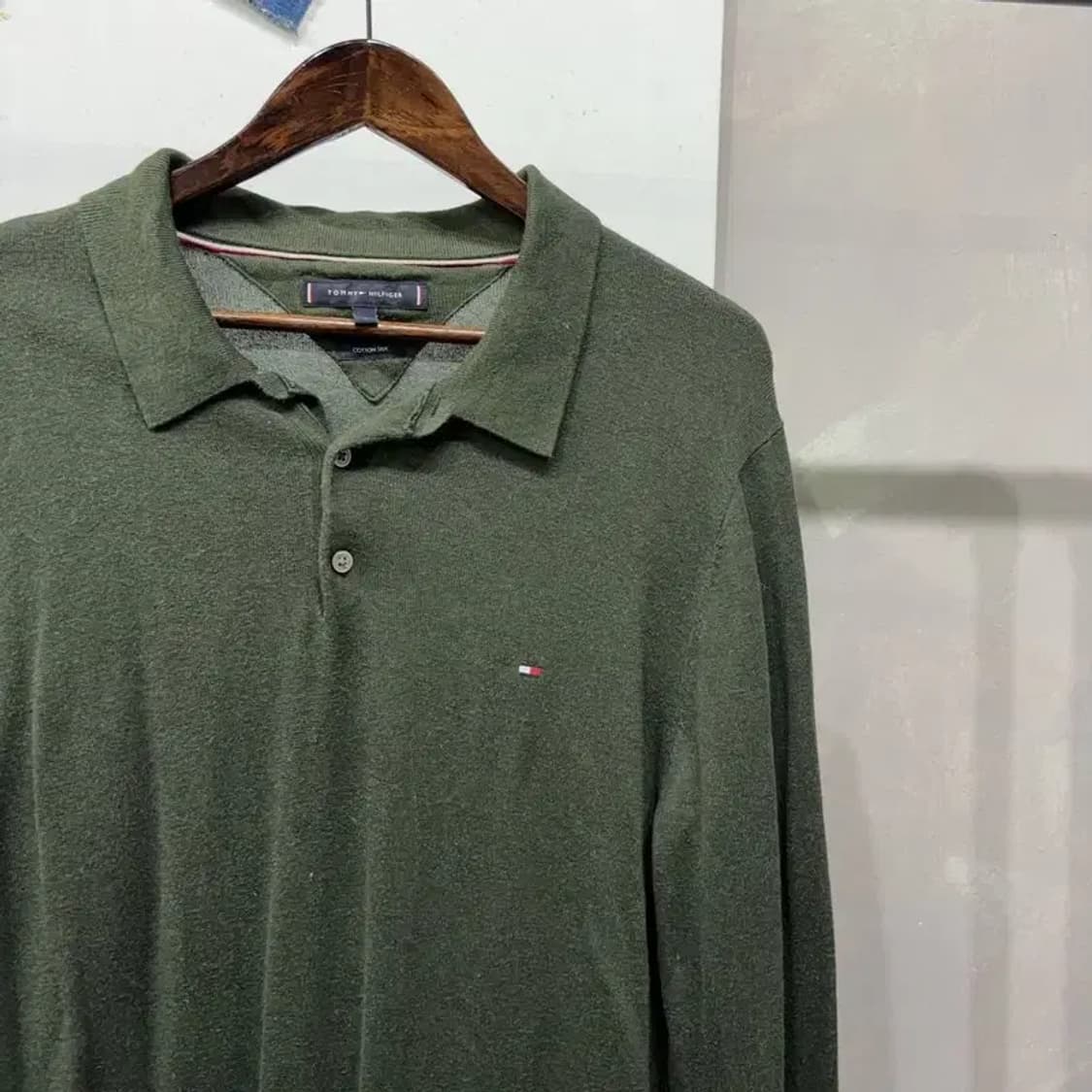 (100) 타미힐피거 캐주얼 클래식 자수 긴팔 카라티 상품이미지3