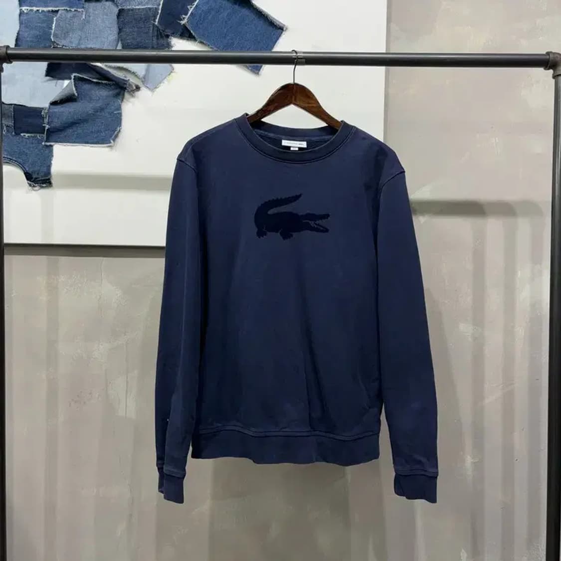 (105) 라코스테 캐주얼 빅로고 프린팅 기모 맨투맨 긴팔 티 상품이미지1