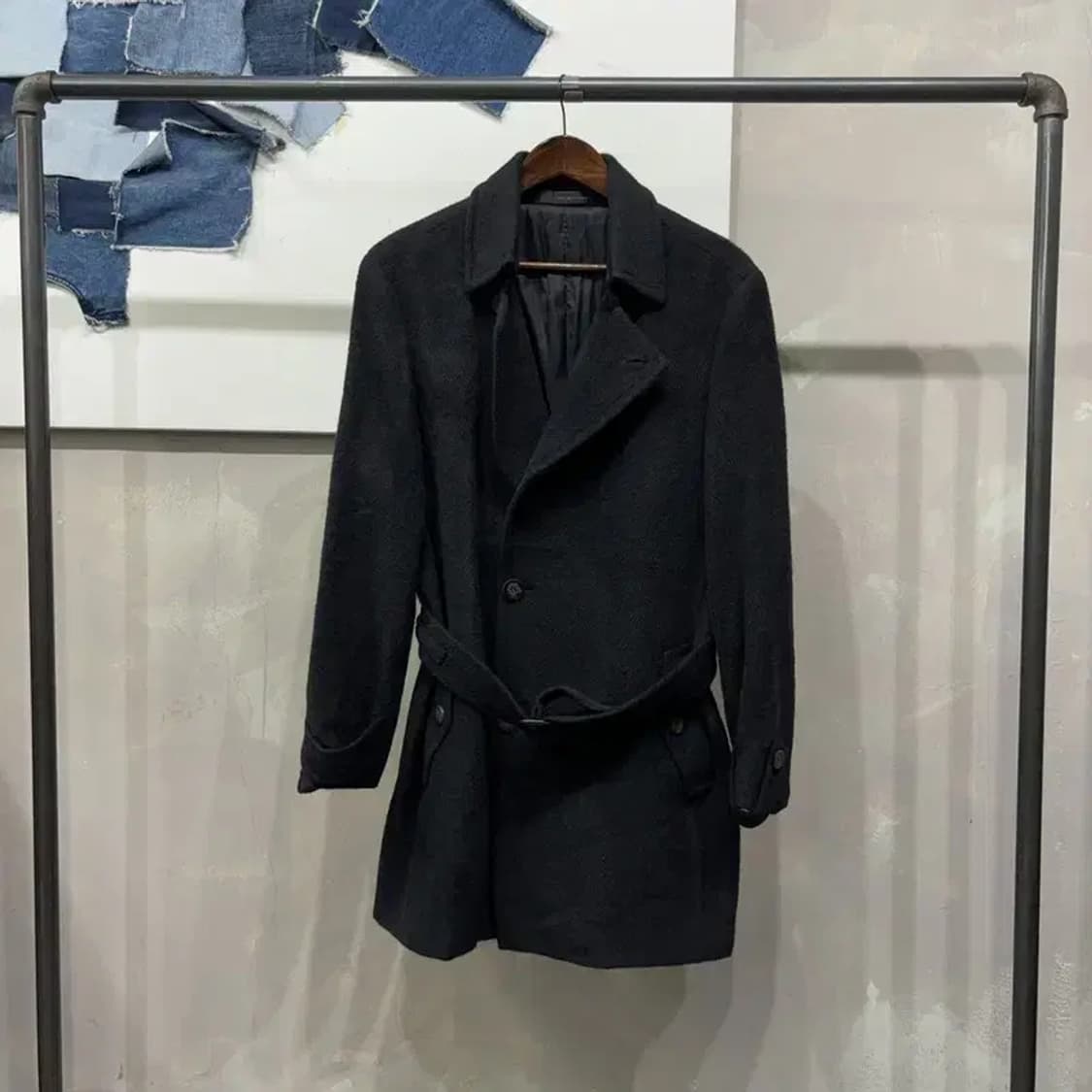 (95) 솔리드옴므 캐주얼 클래식 벨티드 라마 울 하프 코트 상품이미지1