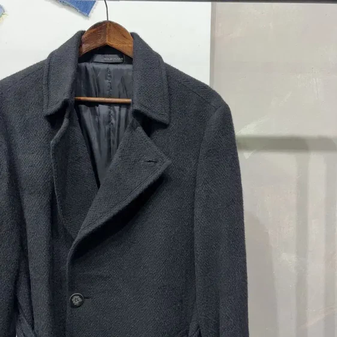 (95) 솔리드옴므 캐주얼 클래식 벨티드 라마 울 하프 코트 상품이미지3