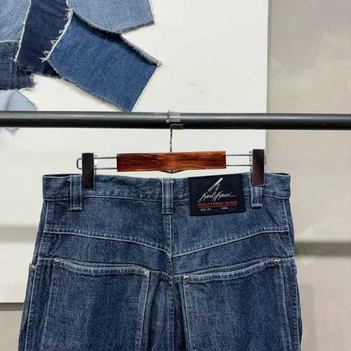 (30인치) 칼카니 스트릿 빈티지 더블니 진청바지 데님팬츠 상품이미지4