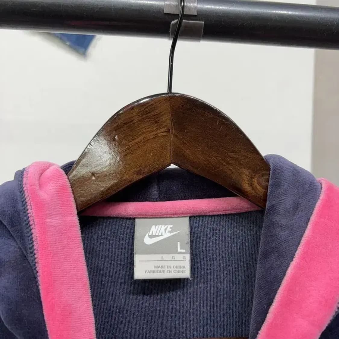 (90) 나이키 여성 Y2K 빈티지 벨벳 핑크 후드집업 자켓 상품이미지2