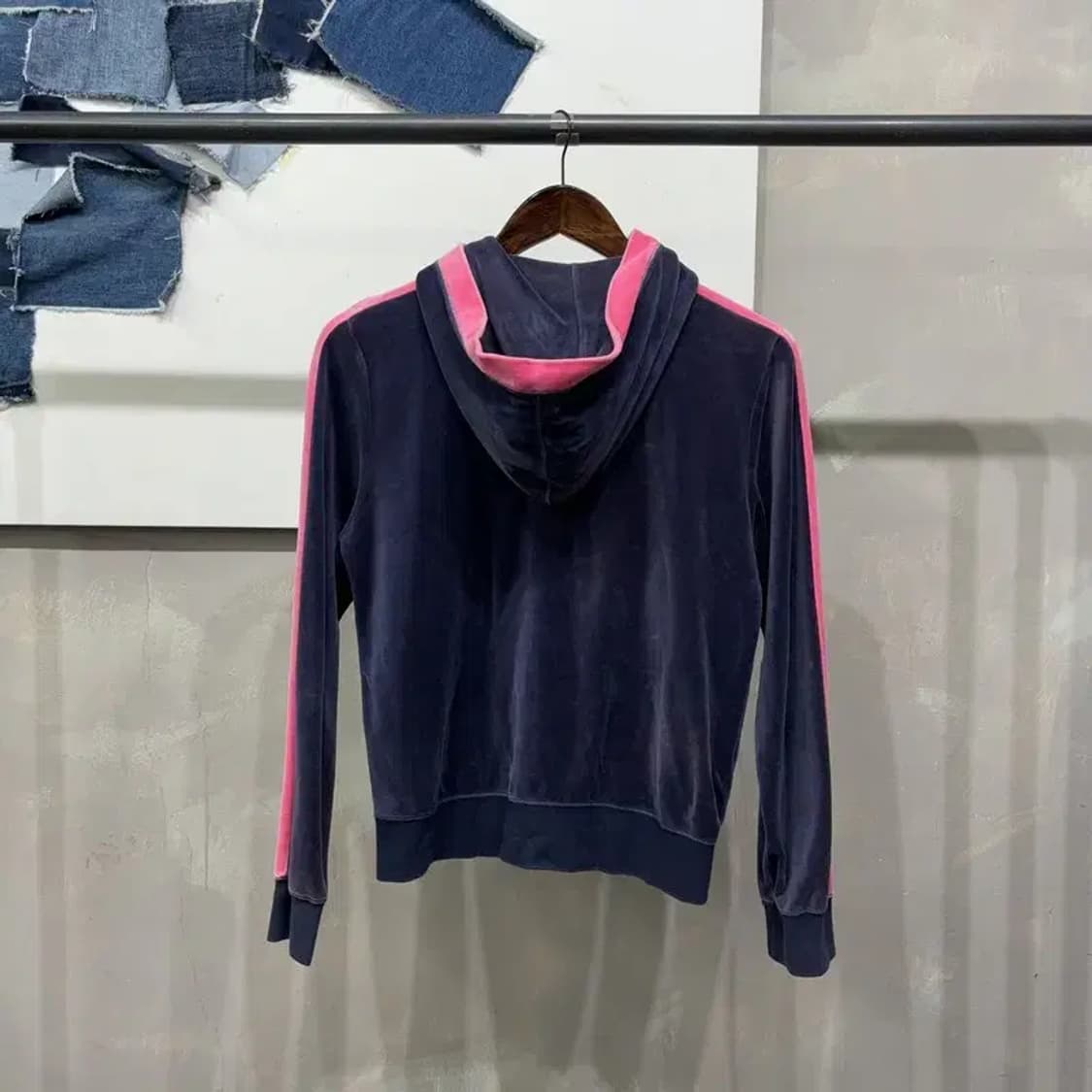 (90) 나이키 여성 Y2K 빈티지 벨벳 핑크 후드집업 자켓 상품이미지4