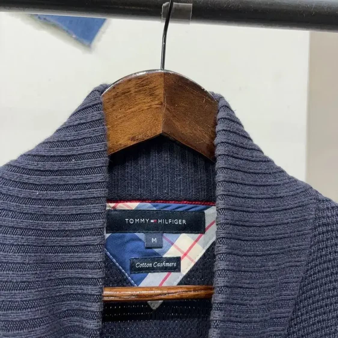 (100) 타미힐피거 캐주얼 자수 네이비 투웨이 니트집업 자켓 상품이미지2