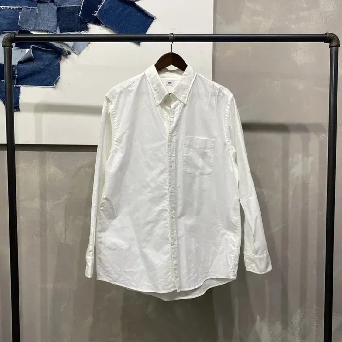 (105) 유니클로 캐주얼 베이직 화이트 셔츠 남방 상품이미지1
