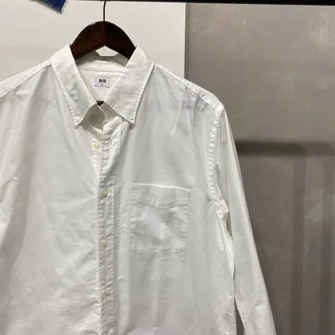 (105) 유니클로 캐주얼 베이직 화이트 셔츠 남방 상품이미지3