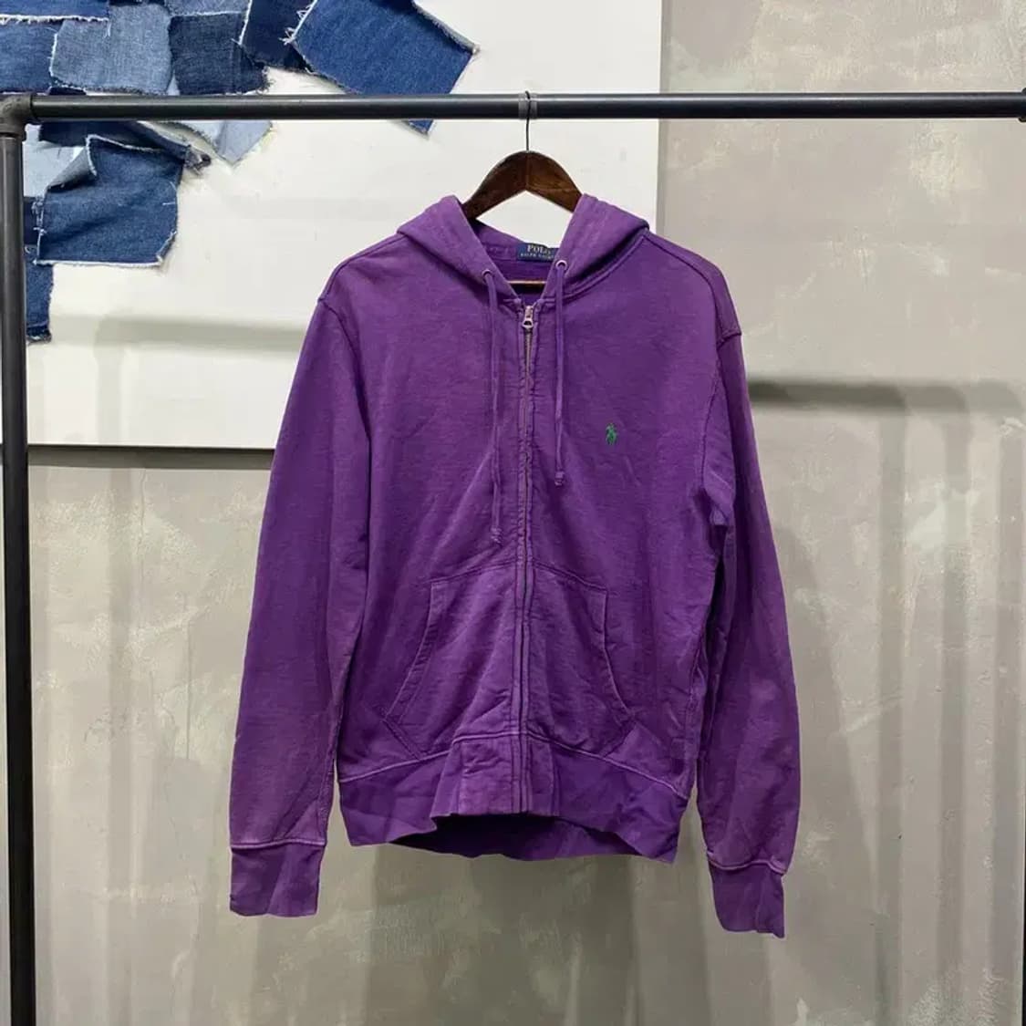 (100) 폴로 랄프로렌 빈티지 자수 약기모 퍼플 후드집업 자켓 상품이미지1