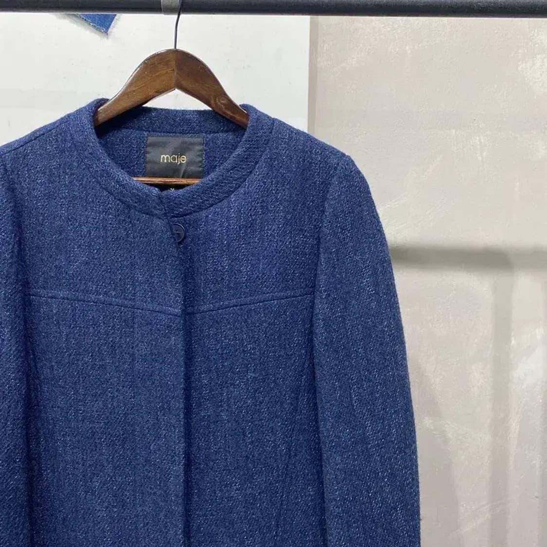 (95) 마쥬 여성 캐주얼 네이비 비스코스 울 롱코트 상품이미지3