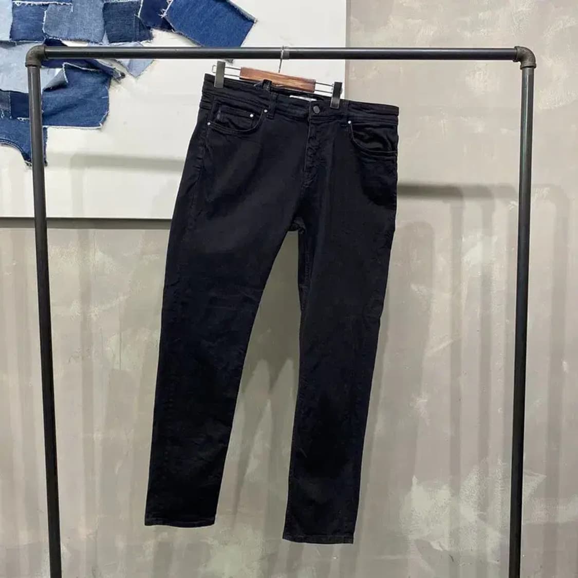 (36인치) 자라 ZARA 캐주얼 스판 흑청바지 블랙진 데님팬츠 상품이미지1