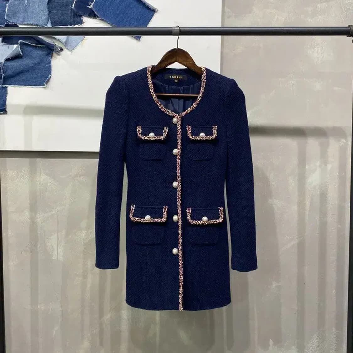 (85) 에고이스트 여성 캐주얼 진주버튼 트위드 원피스 상품이미지1