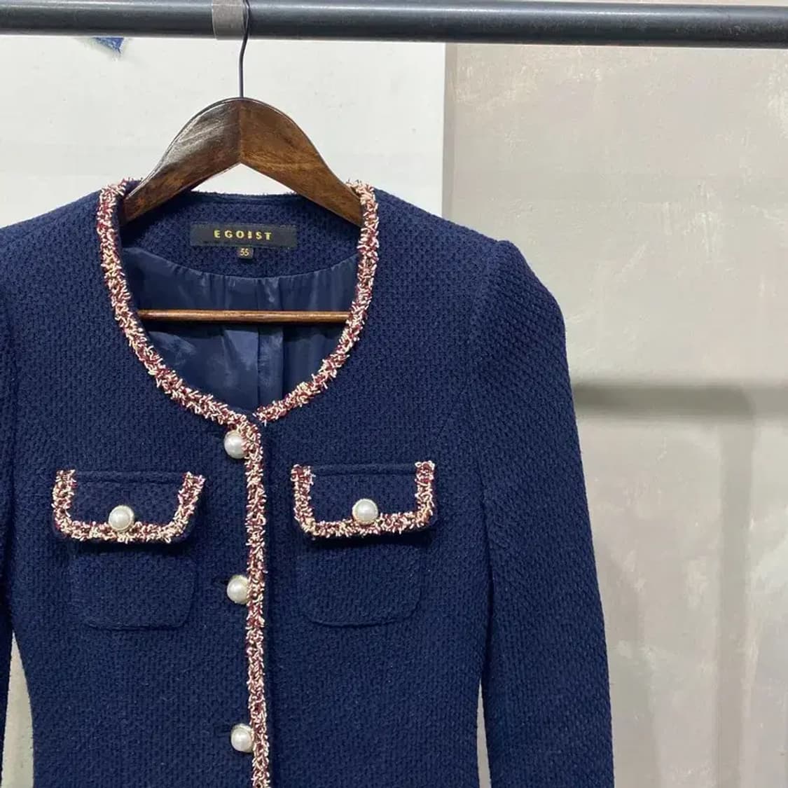 (85) 에고이스트 여성 캐주얼 진주버튼 트위드 원피스 상품이미지3