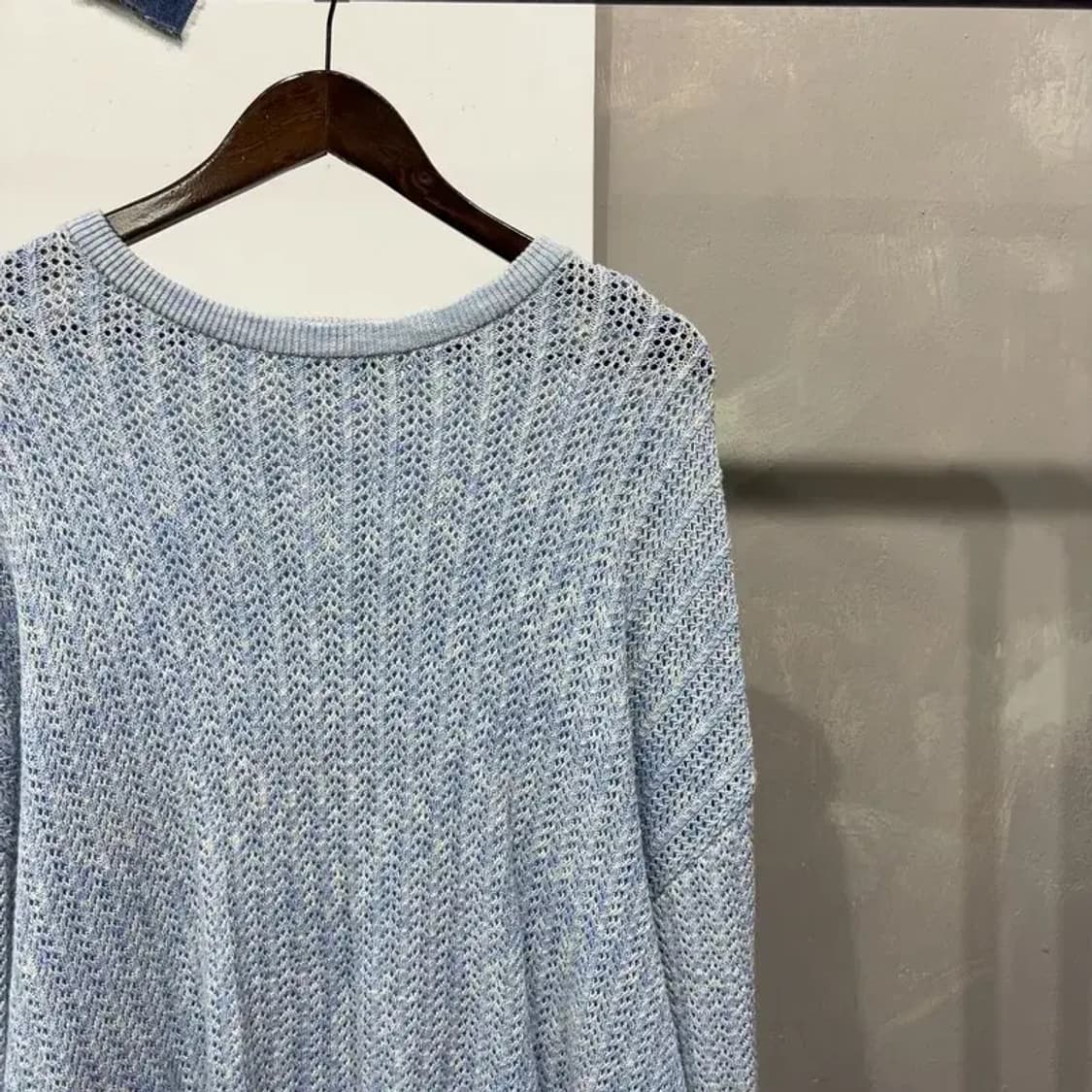 (100) 세터 스트릿 캐주얼 라운드 그물 니트 상품이미지3