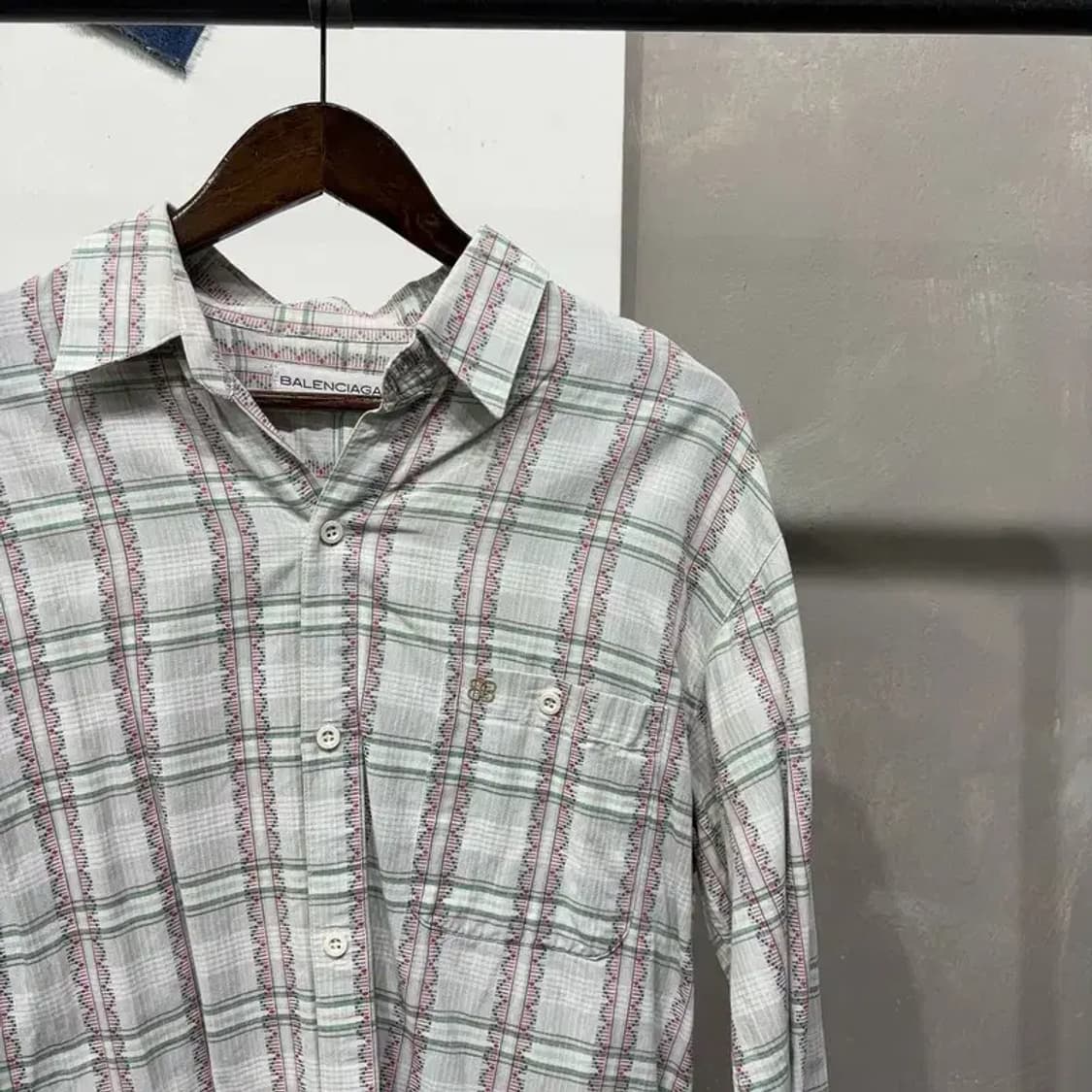 (105) 발렌시아가 명품 빈티지 체크 패턴 셔츠 남방 상품이미지3