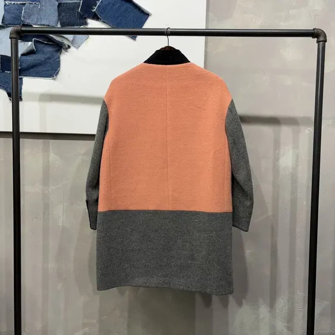 (85) SJSJ 한섬 여성 캐주얼 배색 캐시미어 울 롱코트 상품이미지4