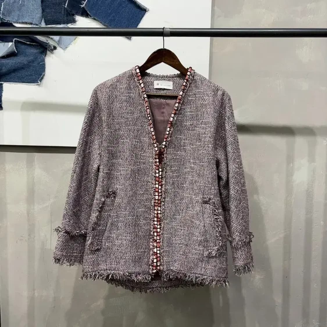 (95) 잇미샤 여성 캐주얼 카라리스 트위드 자켓 상품이미지1