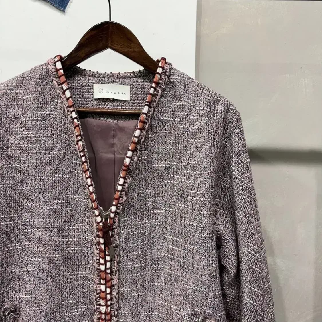 (95) 잇미샤 여성 캐주얼 카라리스 트위드 자켓 상품이미지3