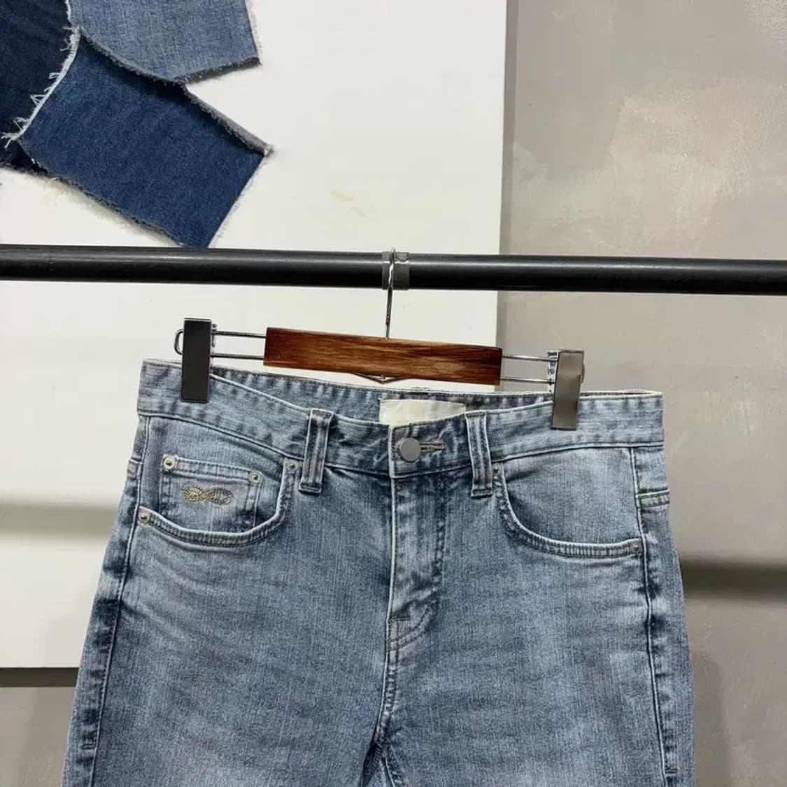 (29인치) 플랙진 캐주얼 스트릿 워싱 스판 연청바지 데님팬츠 상품이미지2