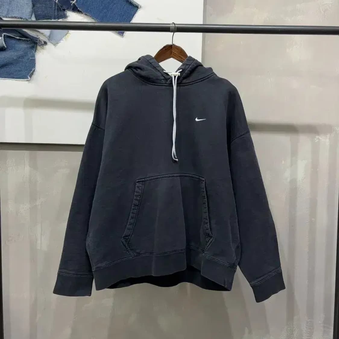 (110) 나이키 스트릿 반집업 기모 블랙 후드티 상품이미지1