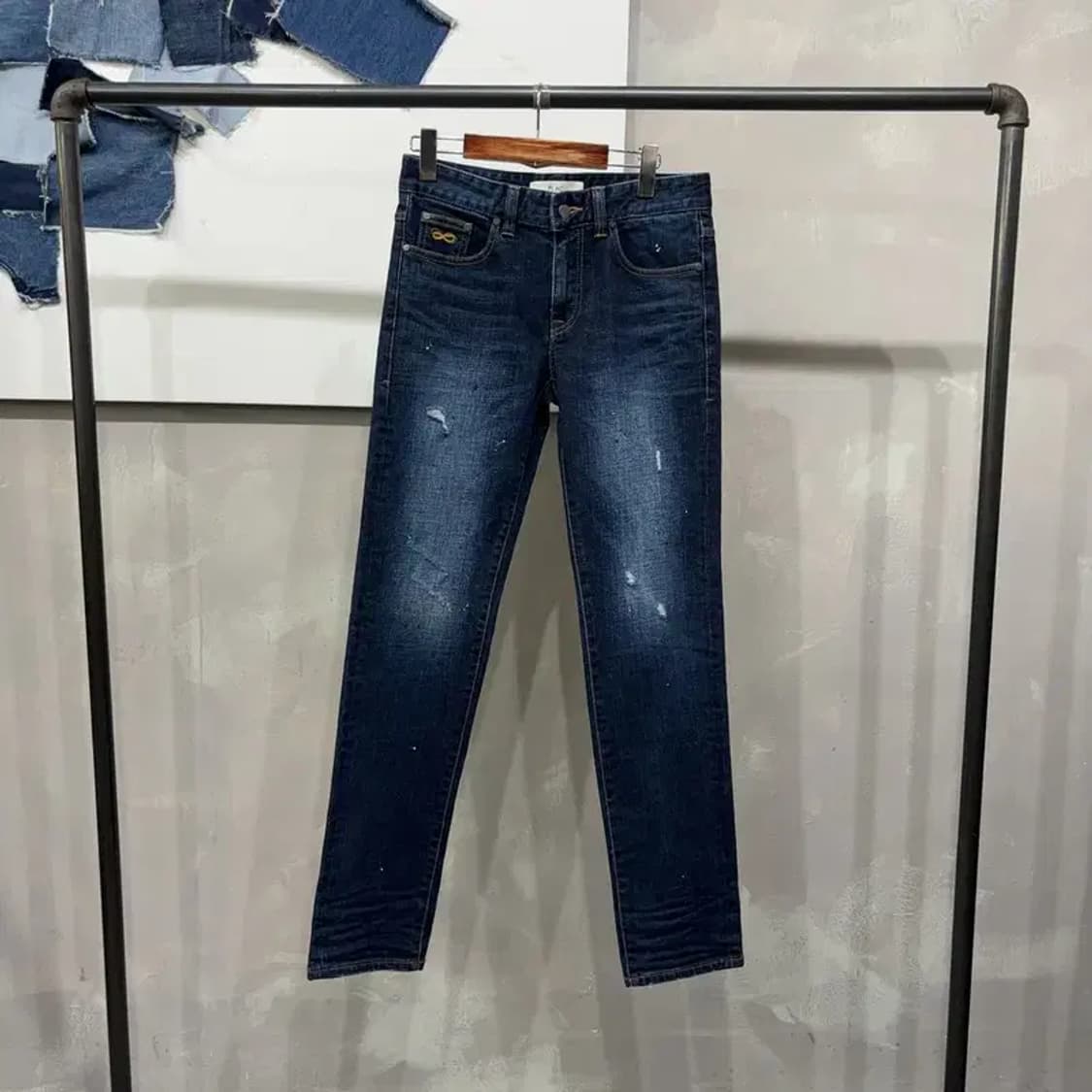 (30인치) 플랙진 캐주얼 디스트로이드 워싱 진청바지 데님팬츠 상품이미지1