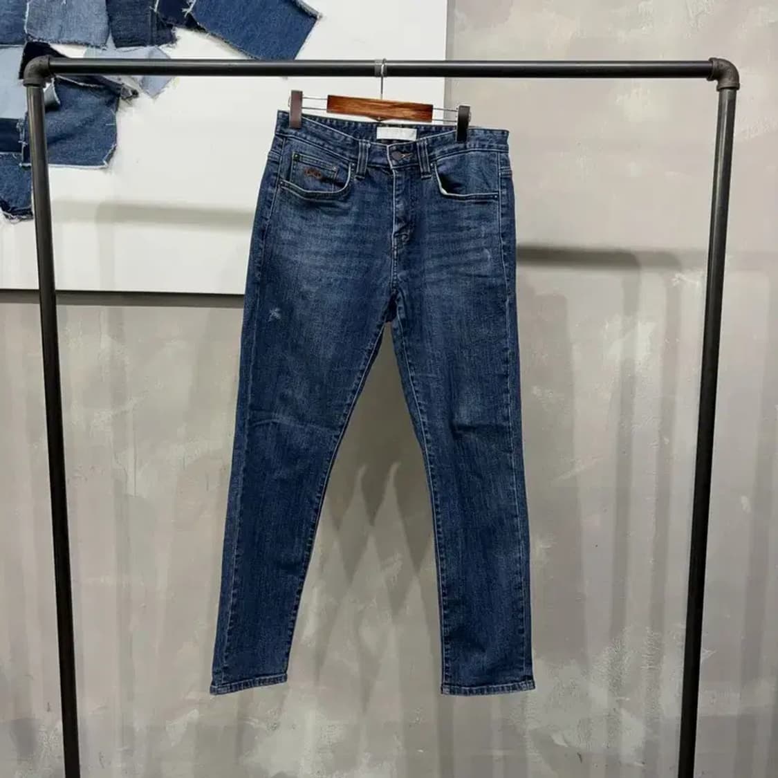 (30인치) 플랙진 캐주얼 스판 워싱 진청바지 데님팬츠 상품이미지1