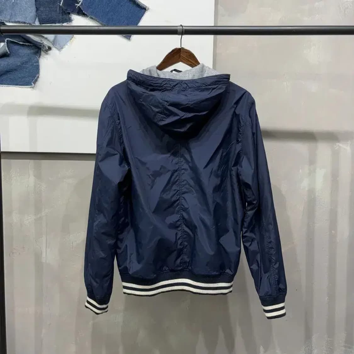 (100) H.M 흐앤므 캐주얼 스트릿 후드 바람막이 블루종 자켓 상품이미지4