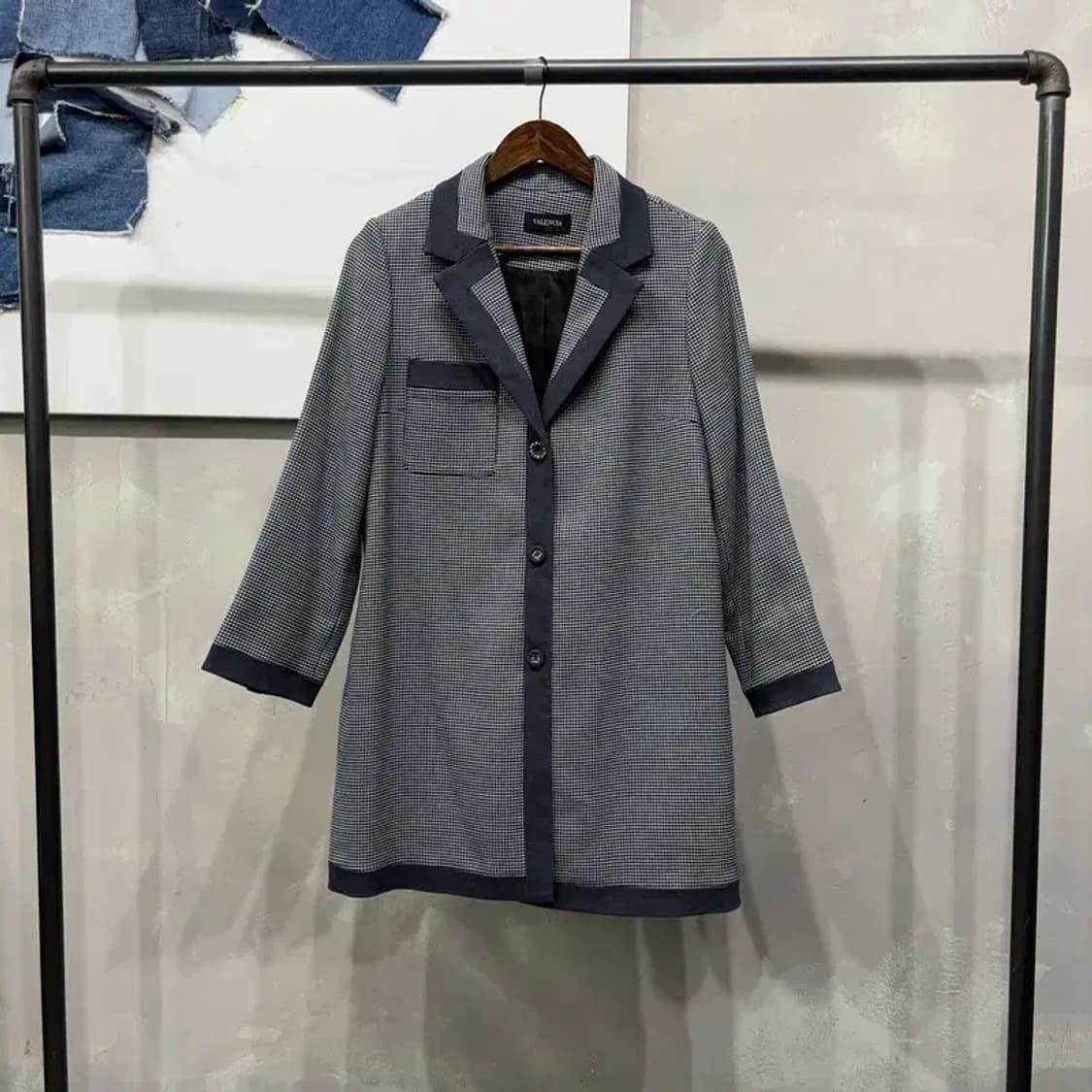 (77) 발렌시아 여성 캐주얼 체크 패턴 울 코트 자켓 상품이미지1