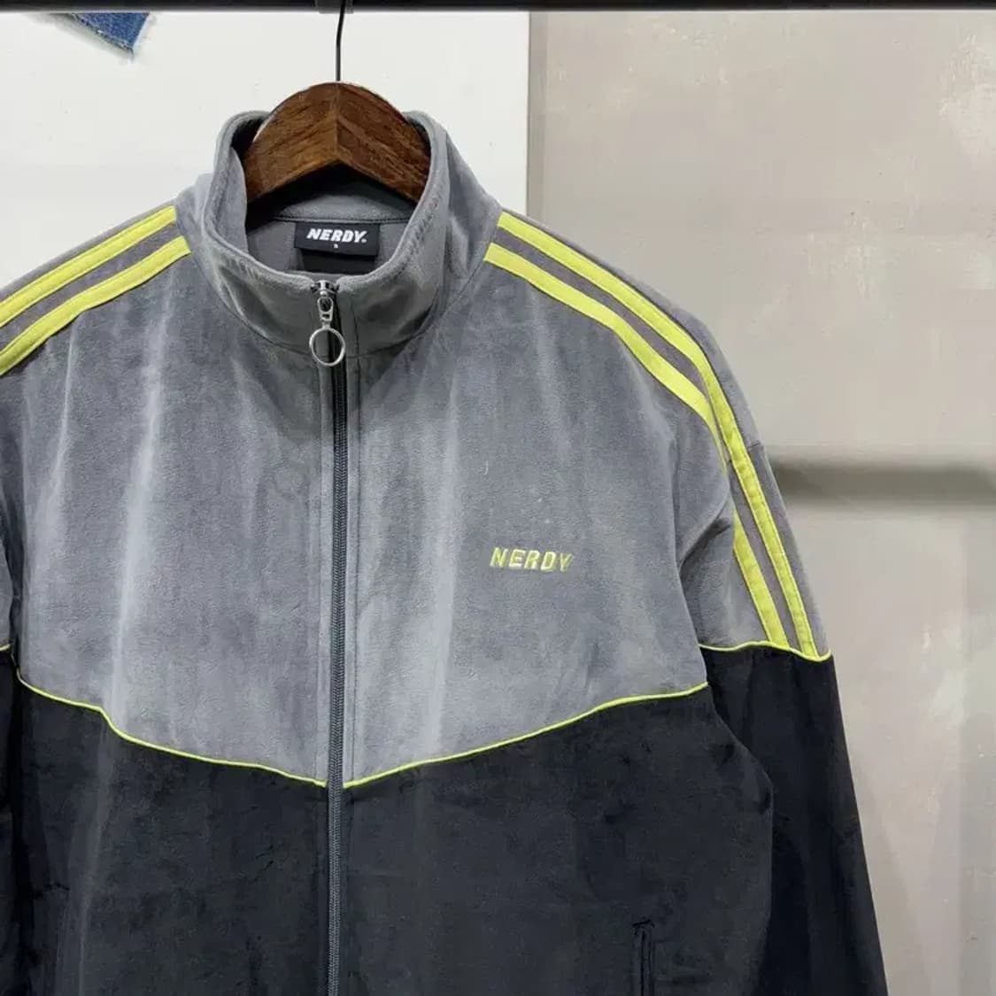 (95) 널디 스트릿 캐주얼 벨벳 배색 집업 자켓 상품이미지3